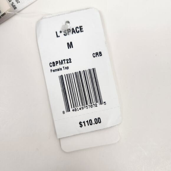 L*Space Pamela Bikini Top Racerback in Cream Black Size Medium NWT - Picture 5 of 6